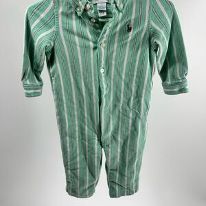 Striped Green, pink Kids One Piece. Unisex Ralph Lauren, jumpsuit, romper 9M